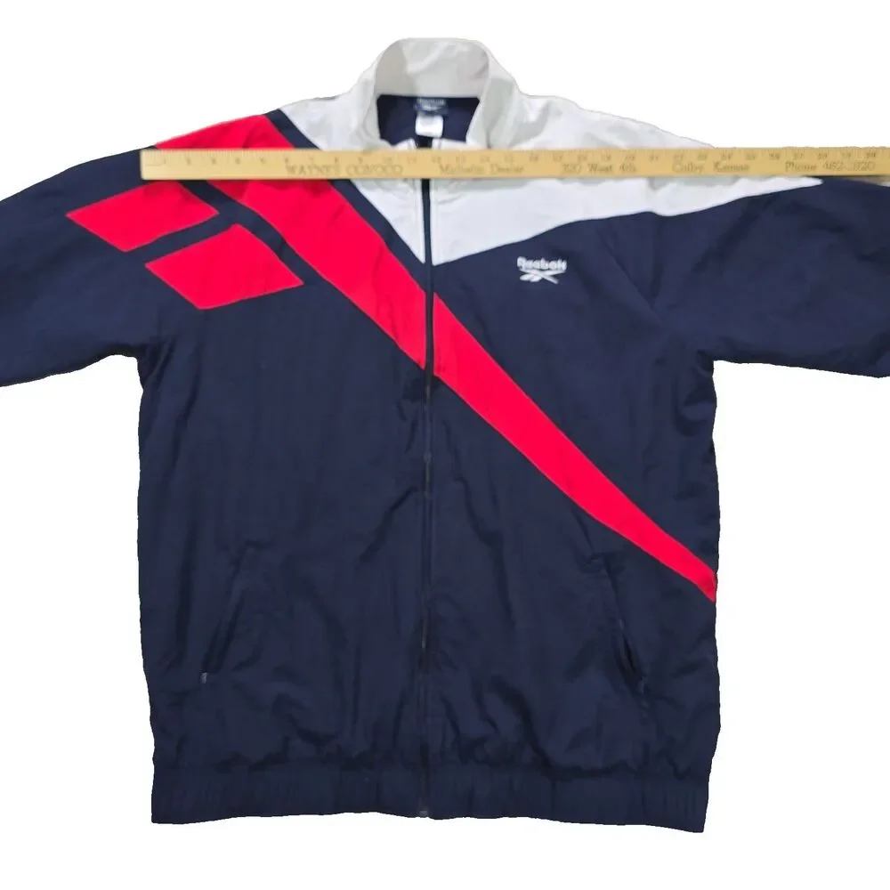 Vintage Reebok Jacket Size XL Red White Blue Zip Track Warm Up Pockets Athletic